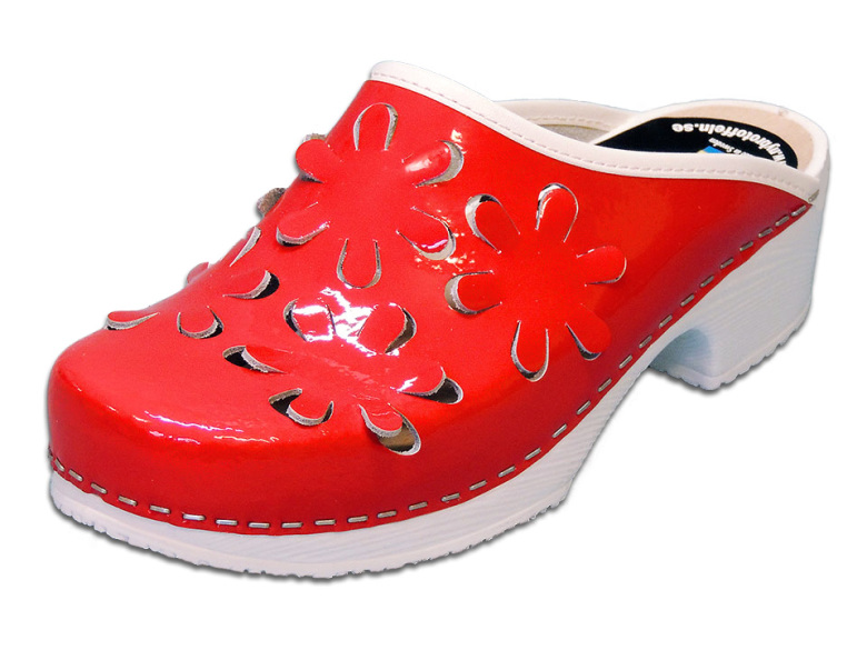 Flower 5B PU Red Patent Women´s Clogs Nybrotoffeln