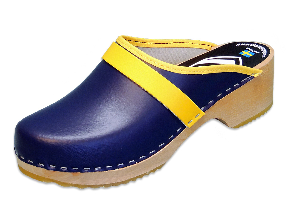 blue swedish clogs